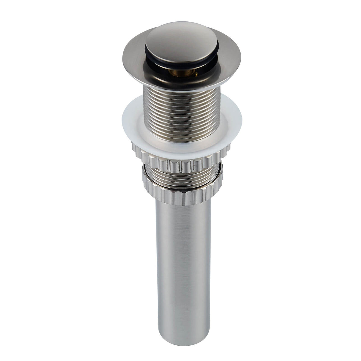 Solid Brass No-Overflow Sink Drain with Hand-Tighten Lock Nut, 5 Finishes