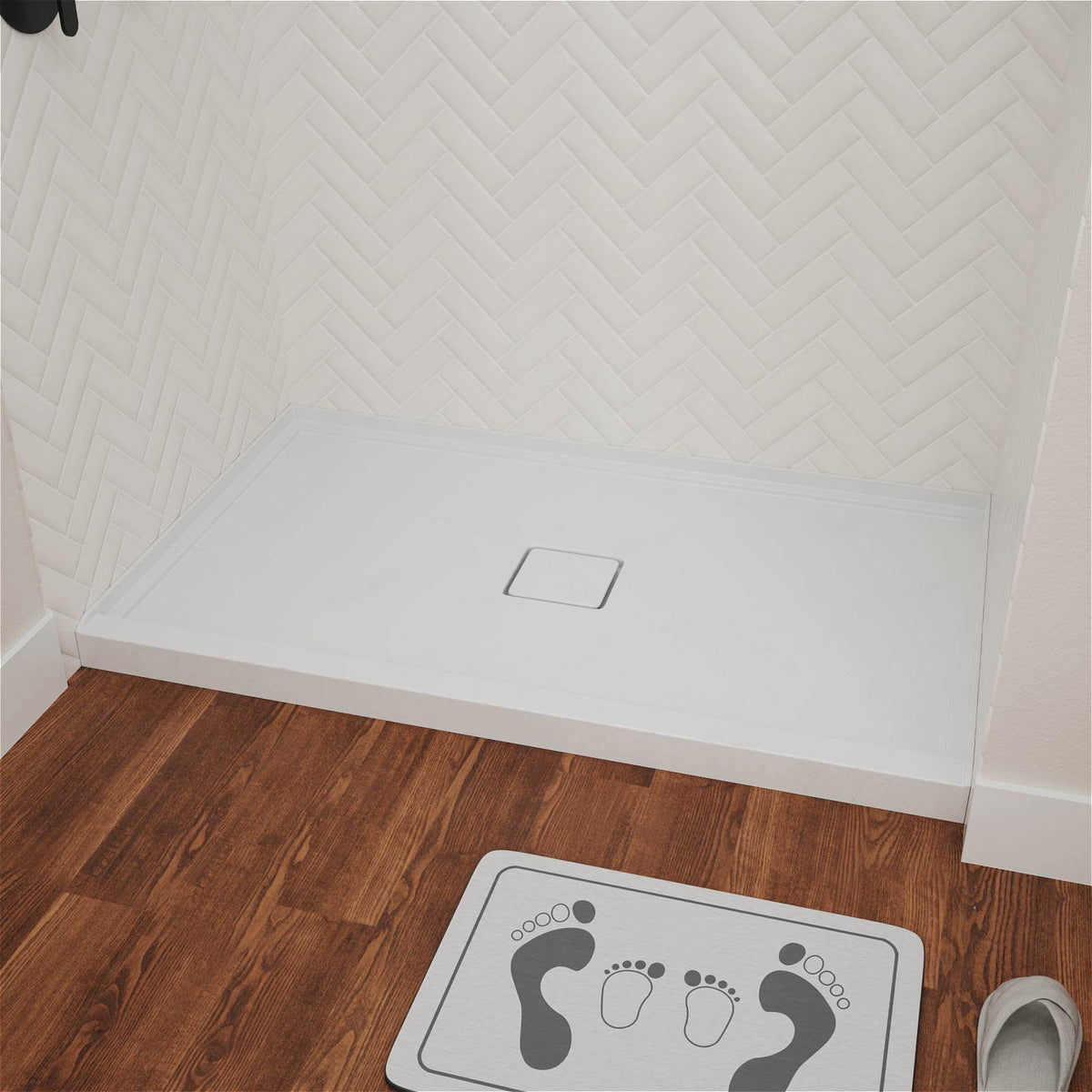 Mokleba 60" x 36" Shower Base with Center Drain, Magnetic Drain Cover, Acrylic Stone Composite, Slip-Resistant