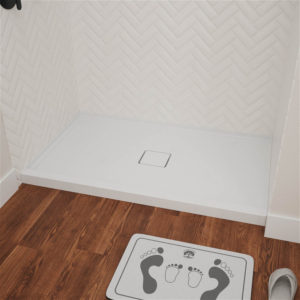 Mokleba 60"x36" Center Drain Square Outlet Shower Pan