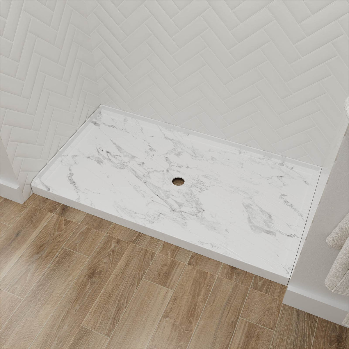 Mokleba 60"x36" Center Drain Anti-Slip Shower Pan