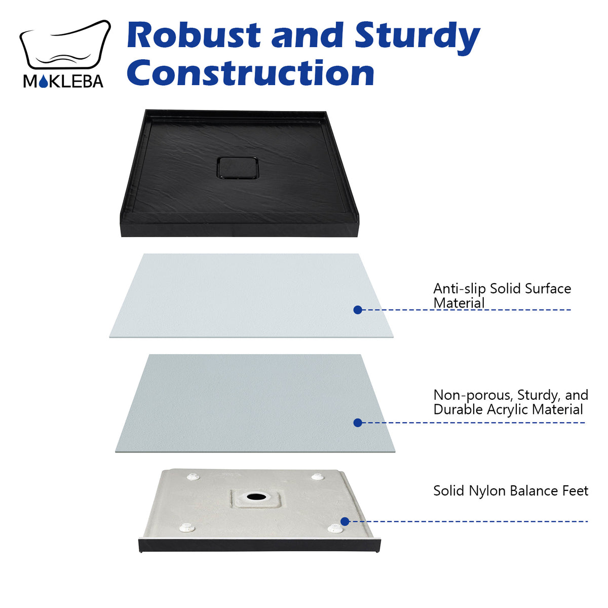 Mokleba 36"x36" Square Center Drain Shower Pan