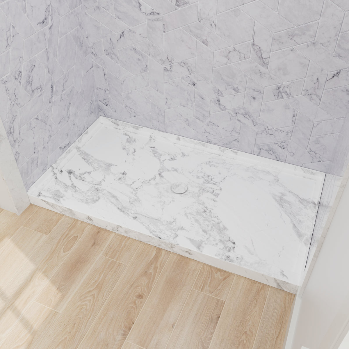 Mokleba 60"x36" Center Drain Anti-Slip Shower Pan