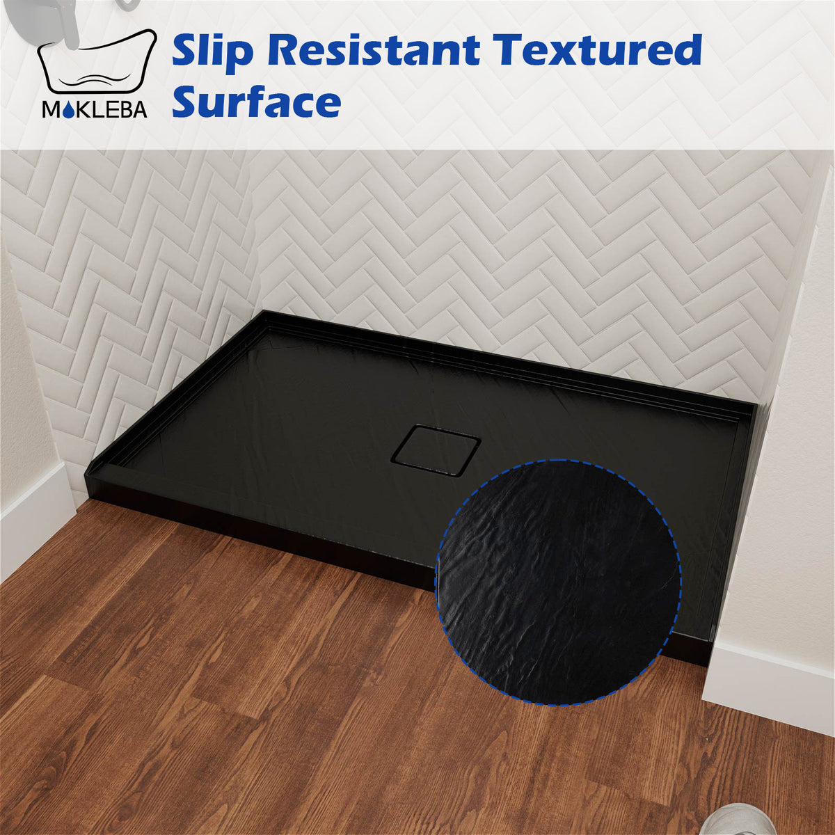 Mokleba 60"x36" Center Drain Square Outlet Shower Pan