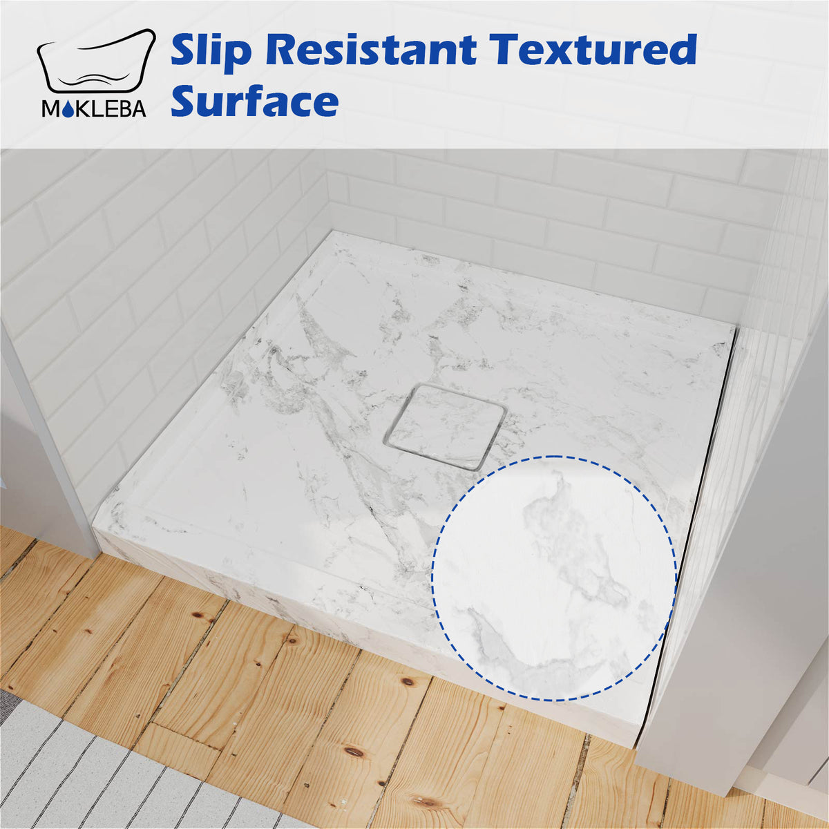Mokleba 36"x36" Square Center Drain Shower Pan