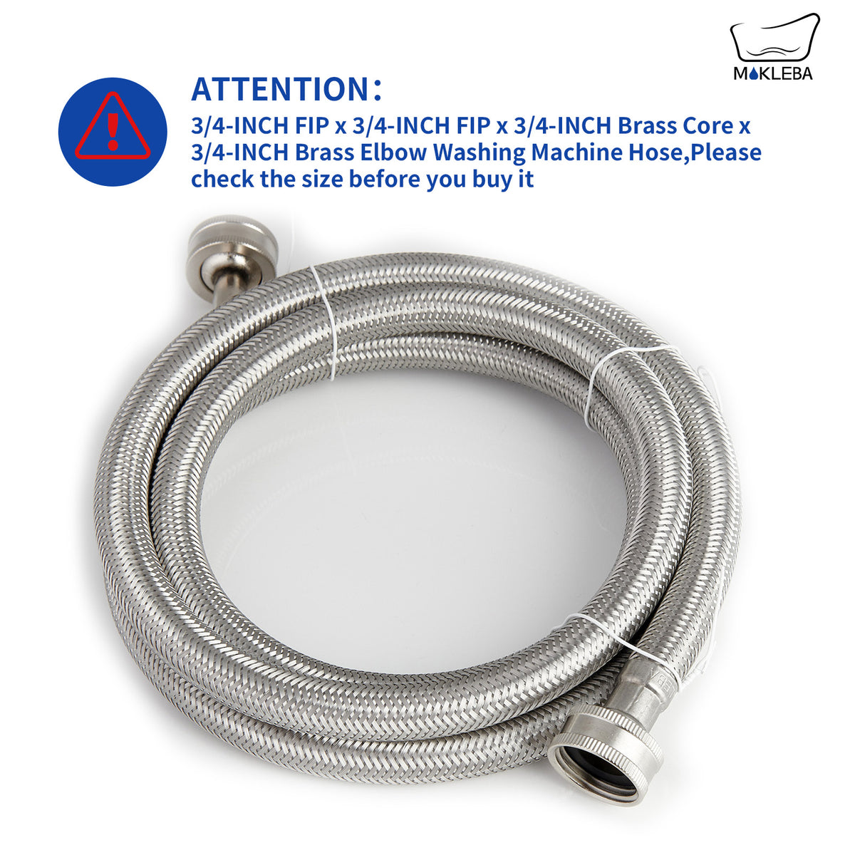 Mokleba Washing Machine Inlet Hose 4FT/6FT, 3/4" Stainless Steel Water Supply Line