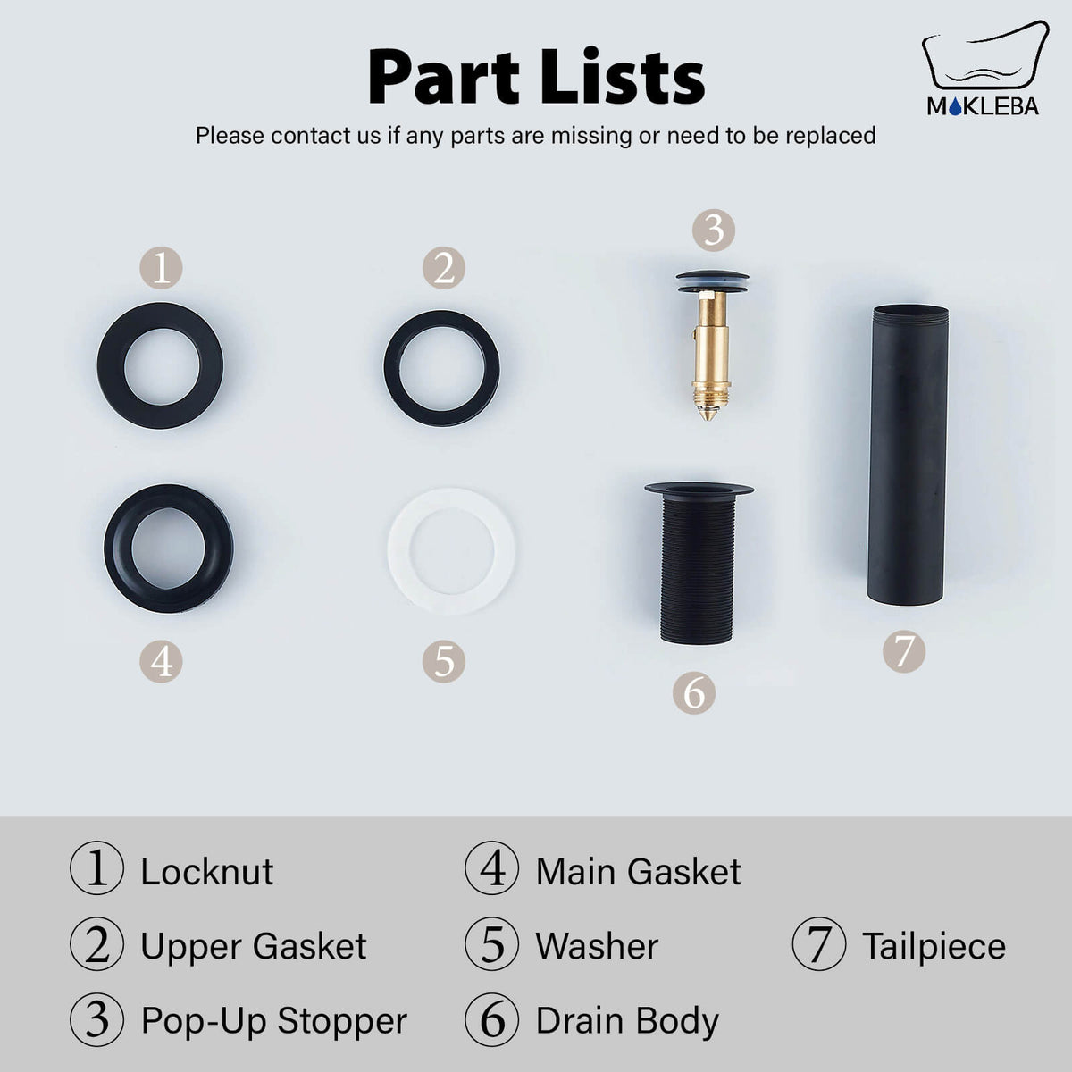 All-Brass No Overflow Bathroom Sink Drain Stopper, 5 Finishes