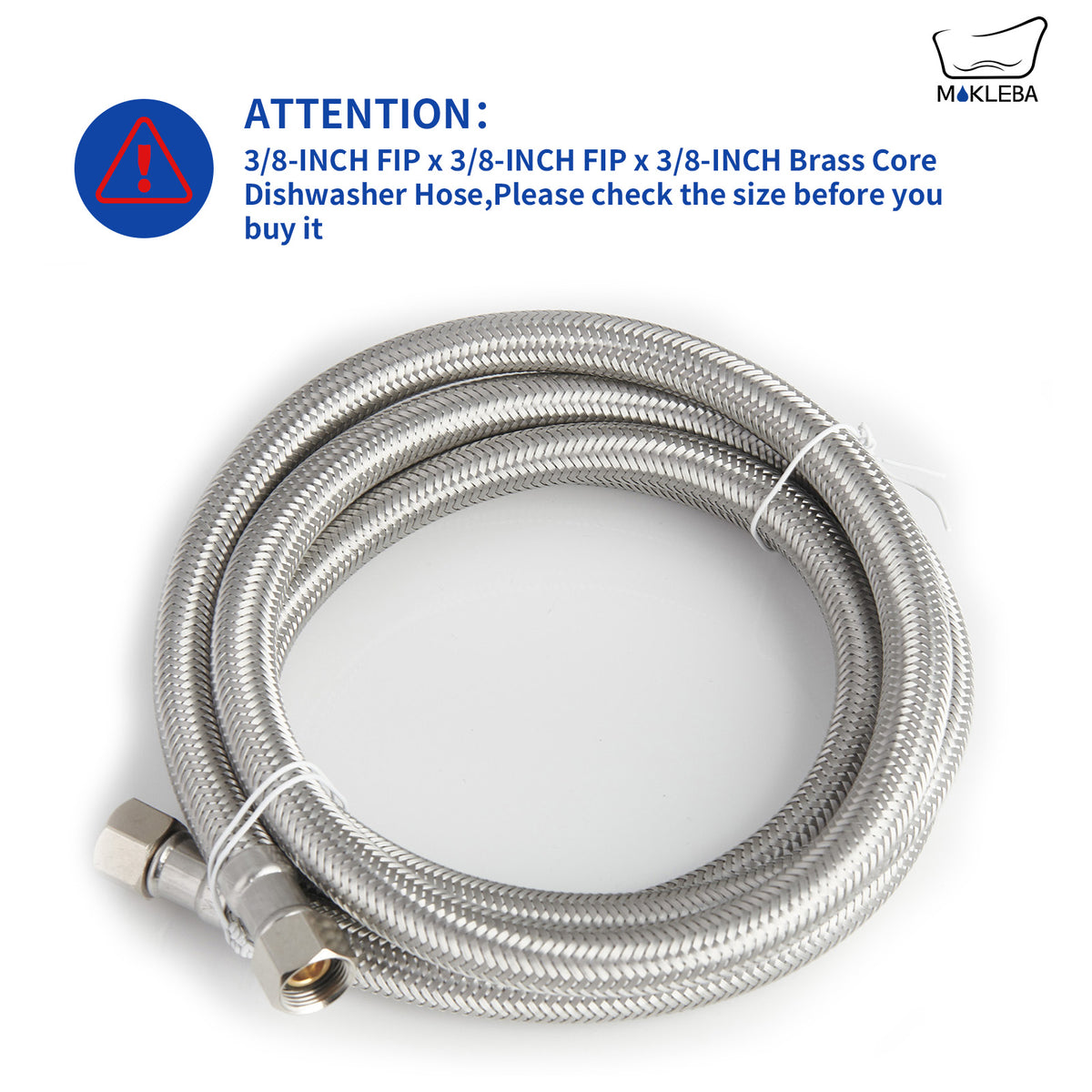 Mokleba 6FT Dishwasher Connector, 3/8" Inlet Hose with Stainless Steel Braid