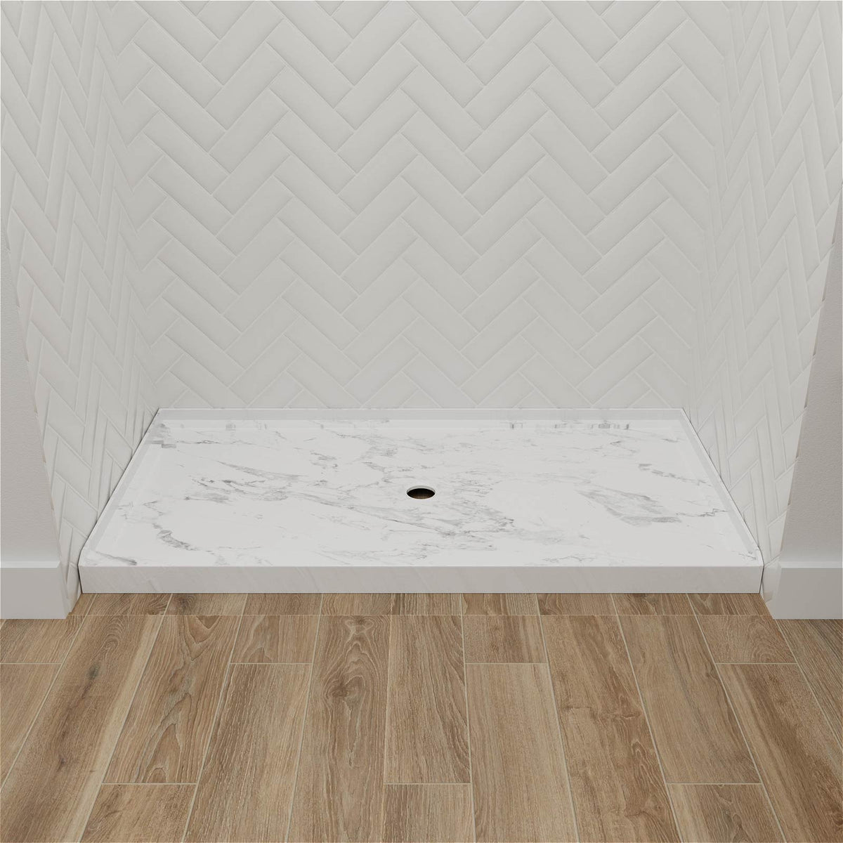 Mokleba 60"x36" Center Drain Anti-Slip Shower Pan