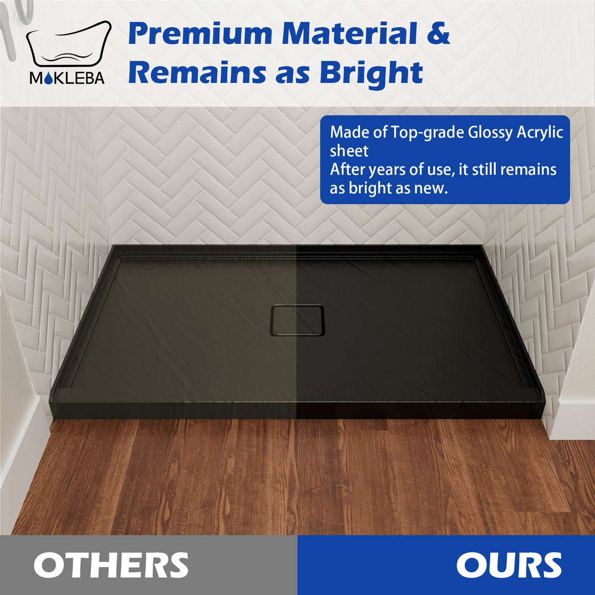 Mokleba 60"x36" Center Drain Square Outlet Shower Pan