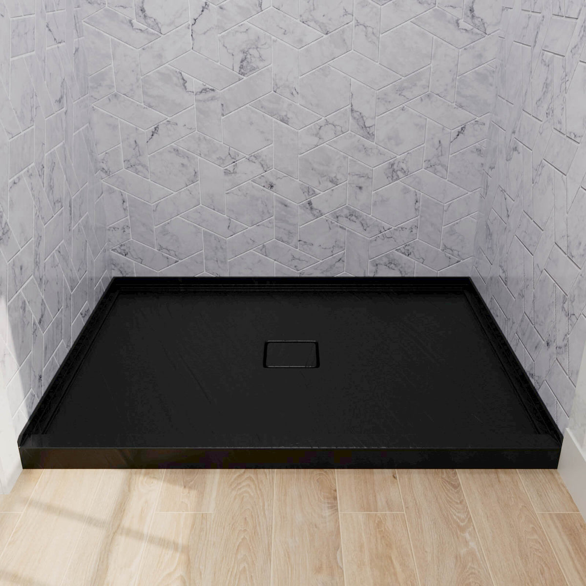 Mokleba 48"x36" Shower Pan with Square Outlet Center Drain