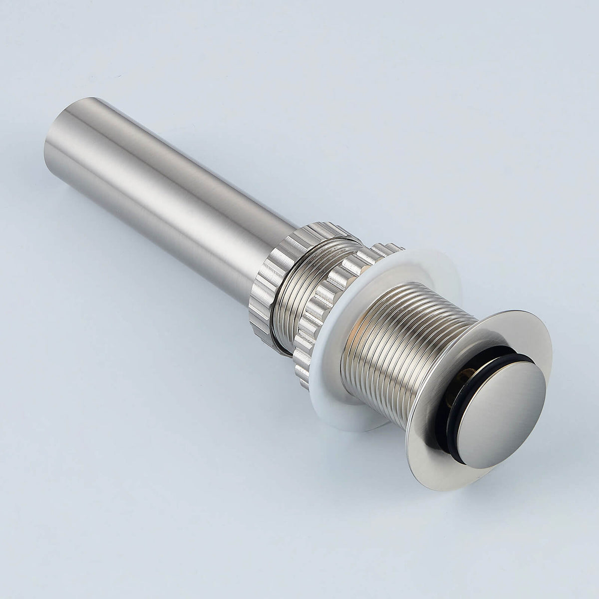 Solid Brass No-Overflow Sink Drain with Hand-Tighten Lock Nut, 5 Finishes