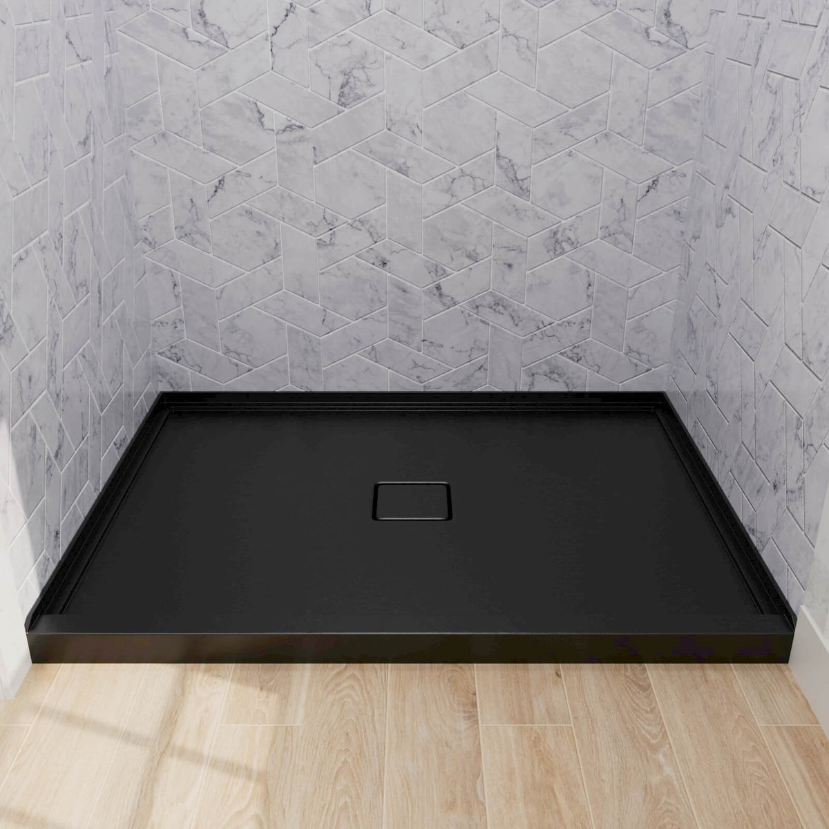 Mokleba 48"x36" Shower Pan with Square Outlet Center Drain