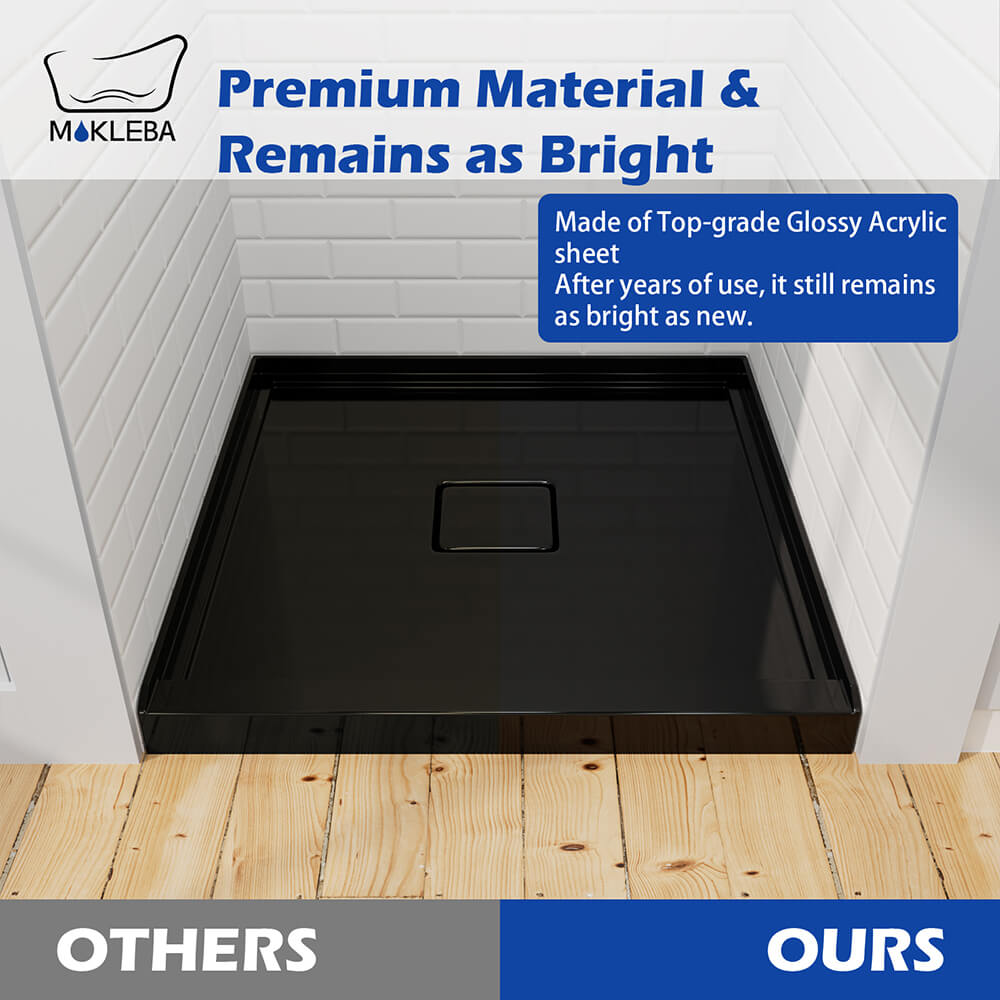 Mokleba 36" x 36" Acrylic Shower Base with Center Drain, Magnetic Drain Cover, Slip-Resistant Square Shower Pan