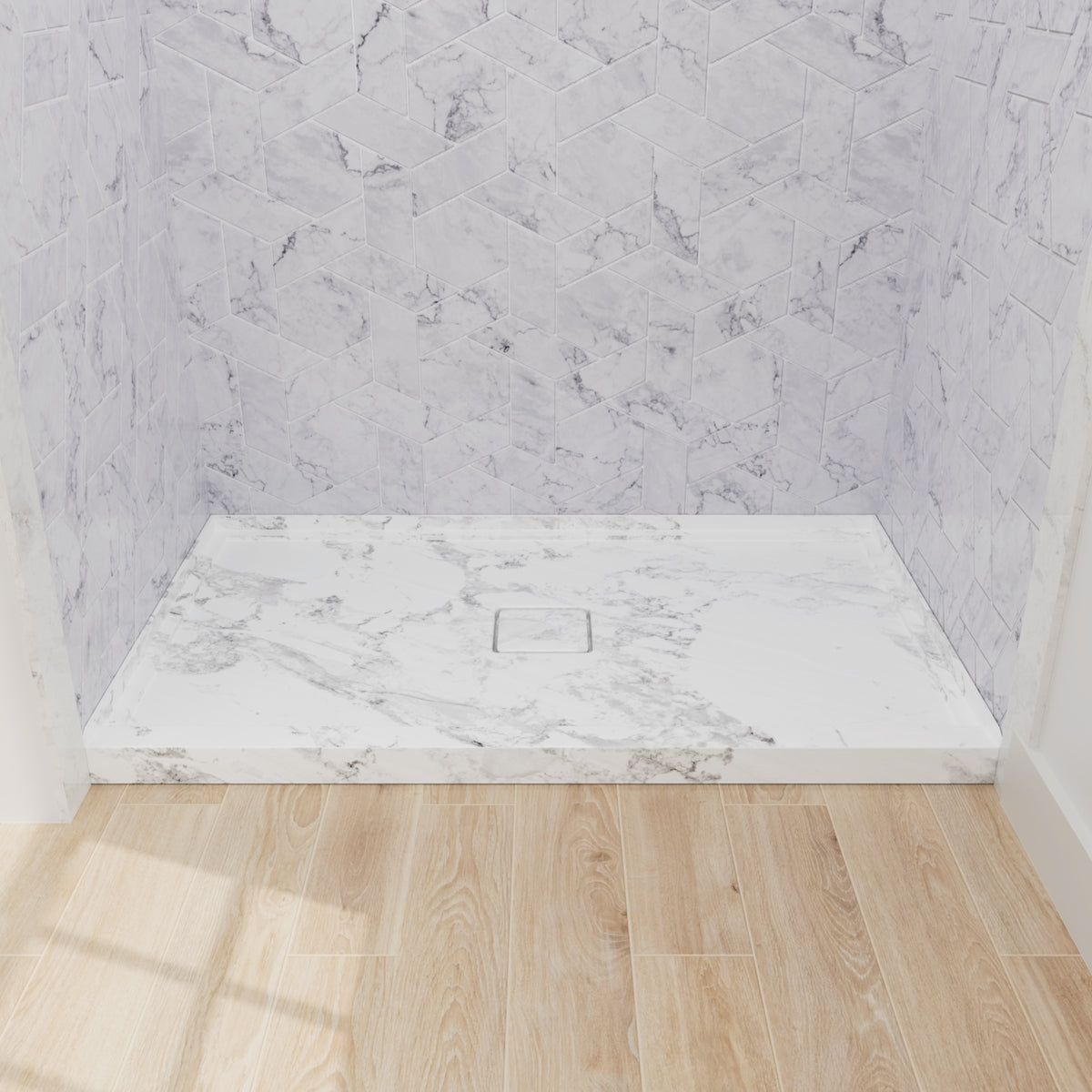 Mokleba 60"x36" Center Drain Square Outlet Shower Pan