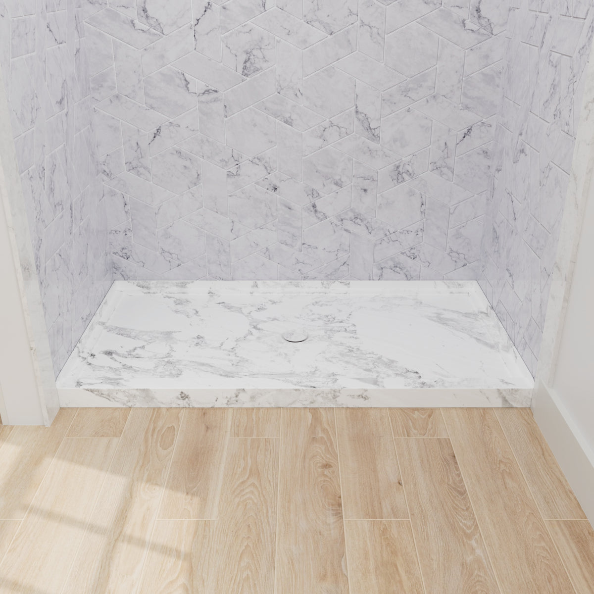 Mokleba 60"x36" Center Drain Anti-Slip Shower Pan