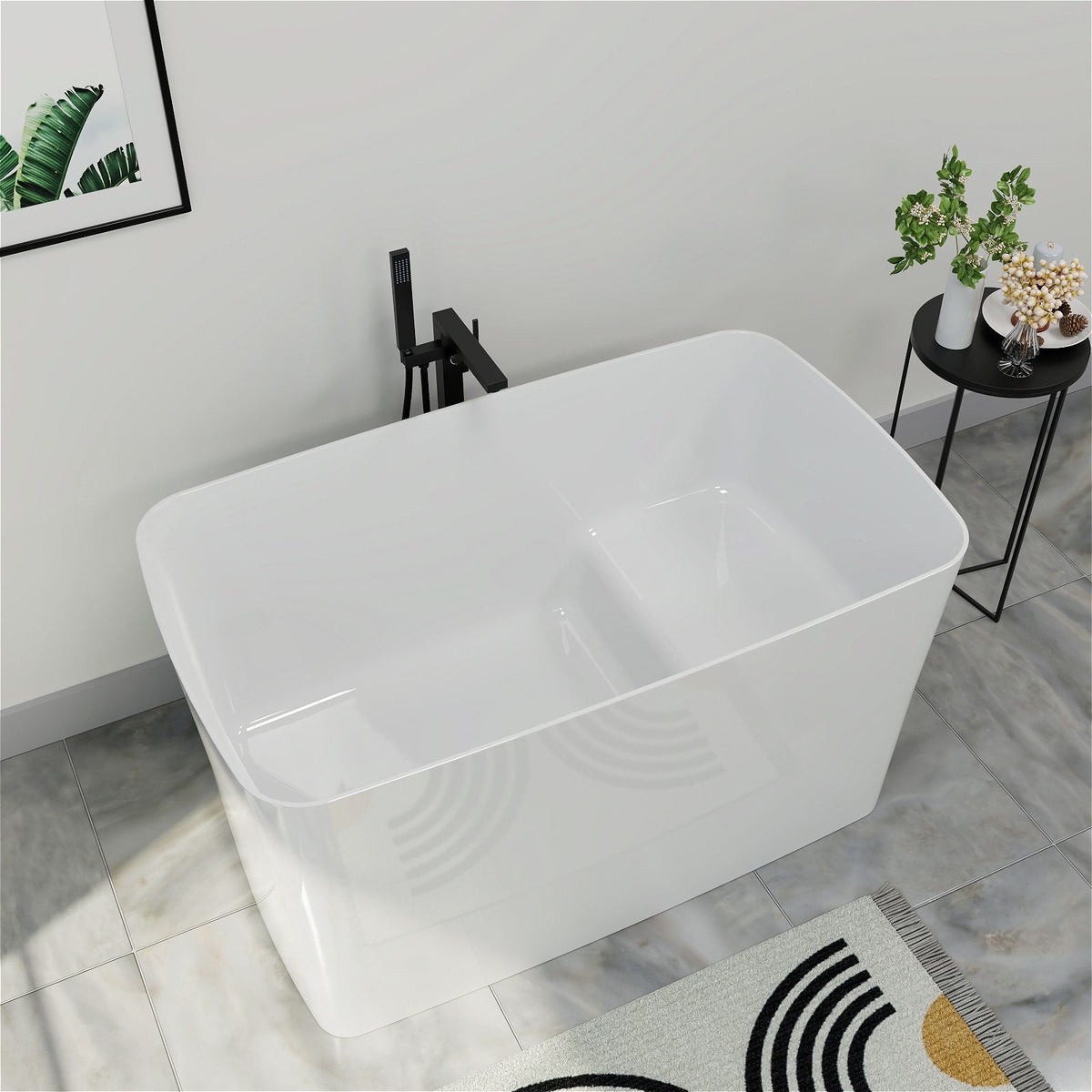 47" 100% Acrylic Freestanding Soaking Bathtub, White