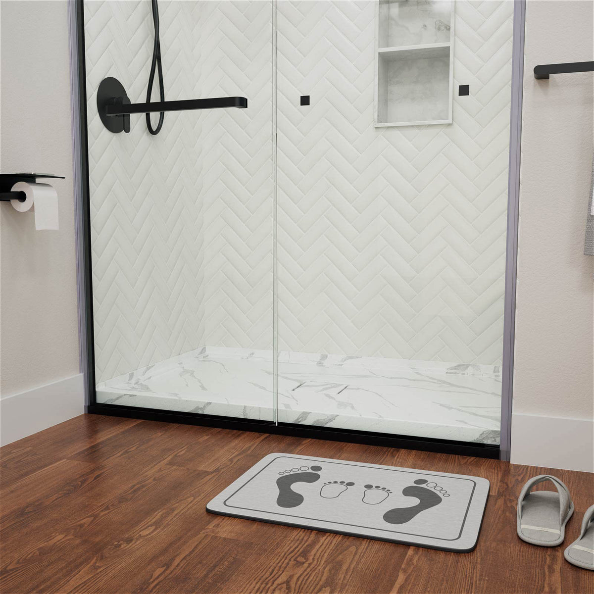 Mokleba 60" x 36" Shower Base with Center Drain, Magnetic Drain Cover, Acrylic Stone Composite, Slip-Resistant