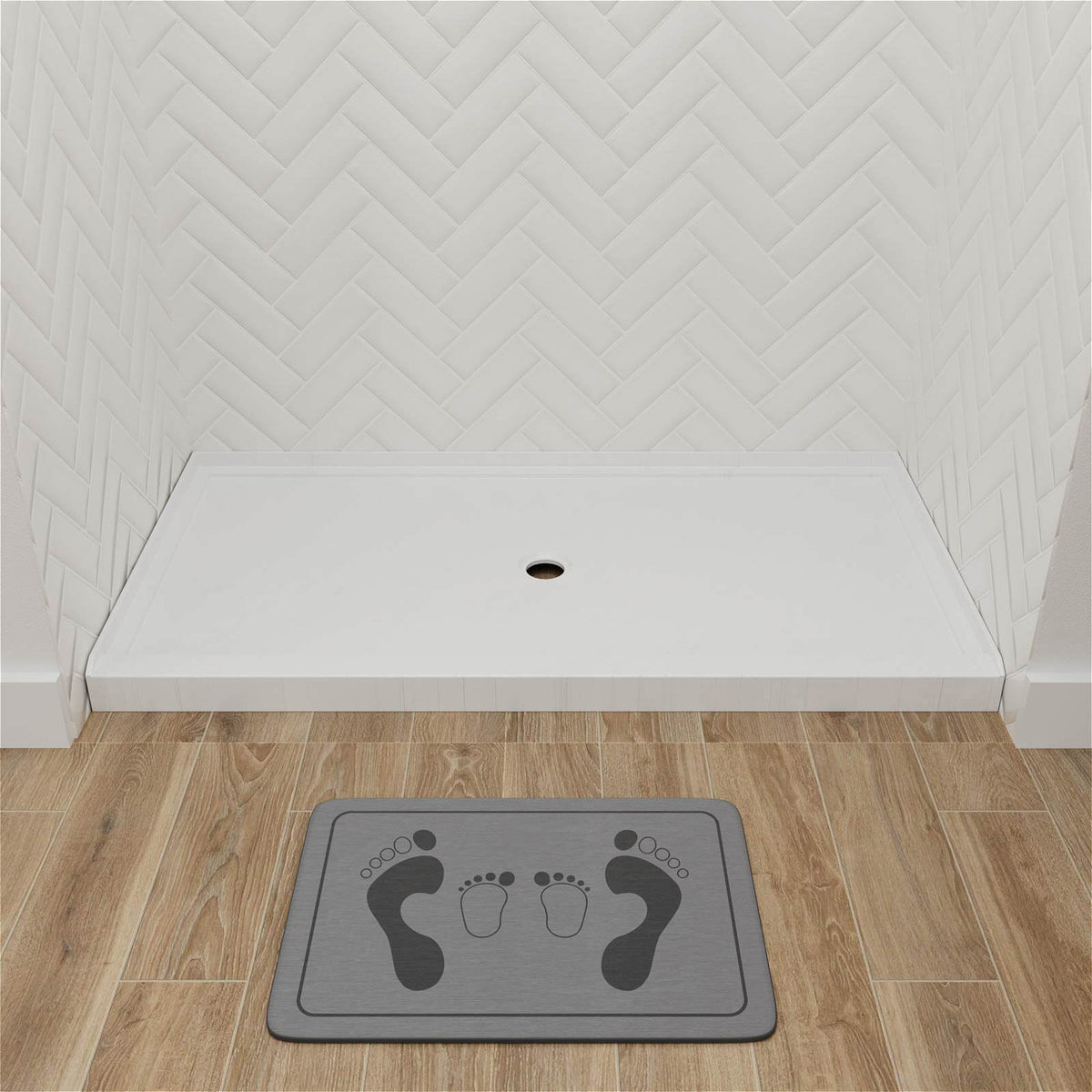 Mokleba 60" x 36" Shower Base with Center Drain, Acrylic Stone Composite, Slip-Resistant