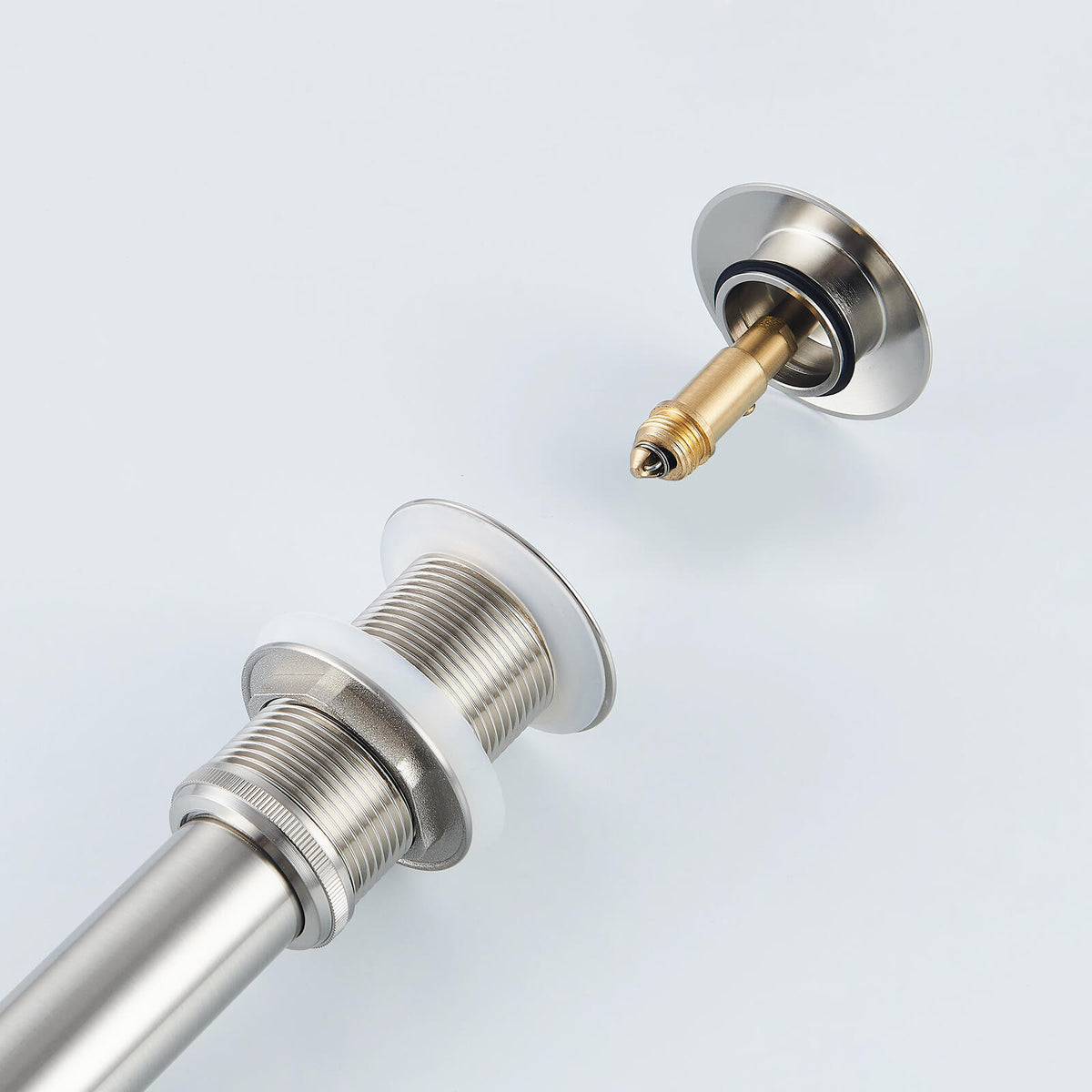 Solid Brass Pop-Up Sink Drain for Vessel Sinks Without Overflow, 5 Finishes