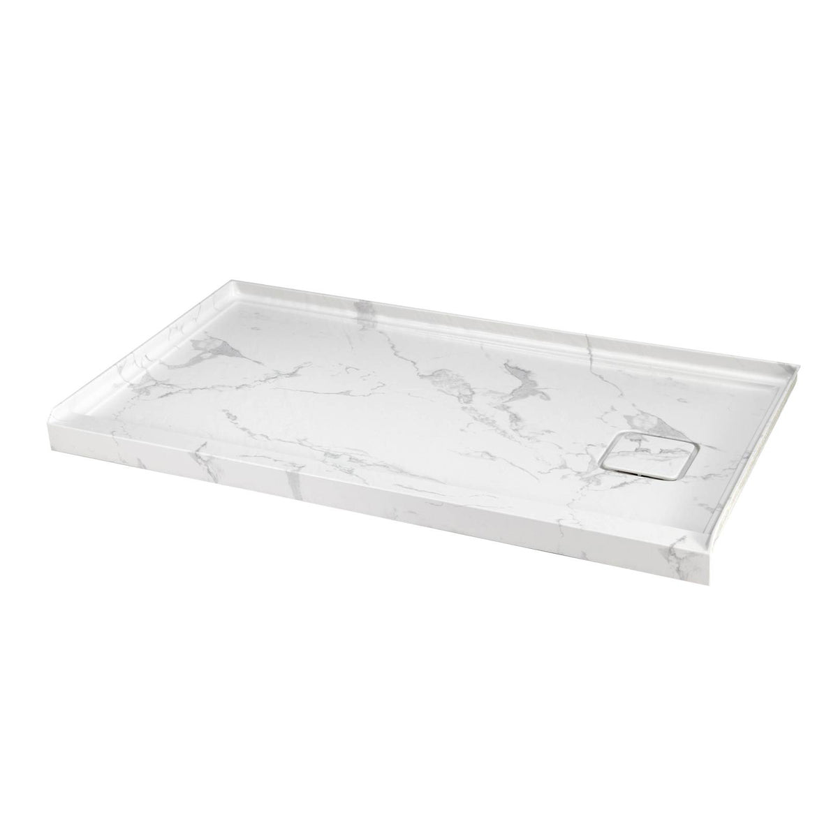 Mokleba 60"x32" Right Drain Shower Pan with Anti-Slip Rock Texture