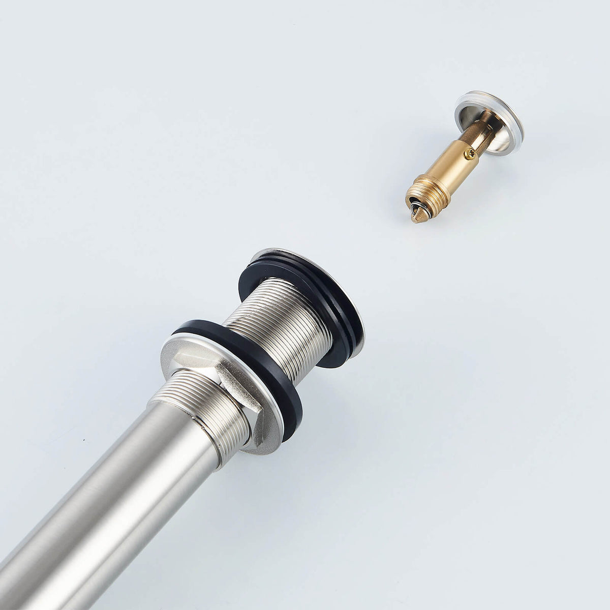 All-Brass No Overflow Bathroom Sink Drain Stopper, 5 Finishes