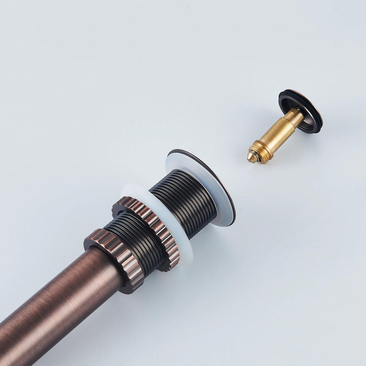 Solid Brass No-Overflow Sink Drain with Hand-Tighten Lock Nut, 5 Finishes