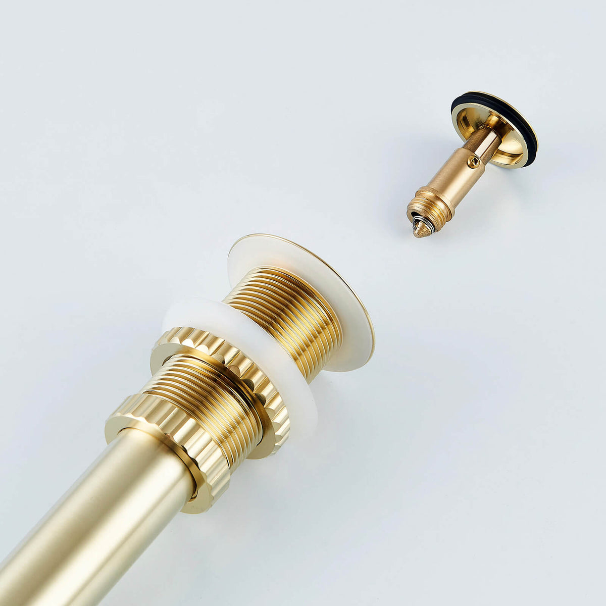 Solid Brass No-Overflow Sink Drain with Hand-Tighten Lock Nut, 5 Finishes