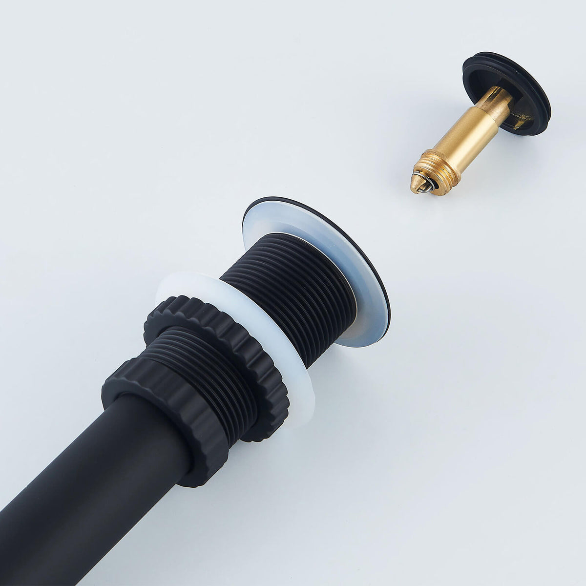 Solid Brass No-Overflow Sink Drain with Hand-Tighten Lock Nut, 5 Finishes