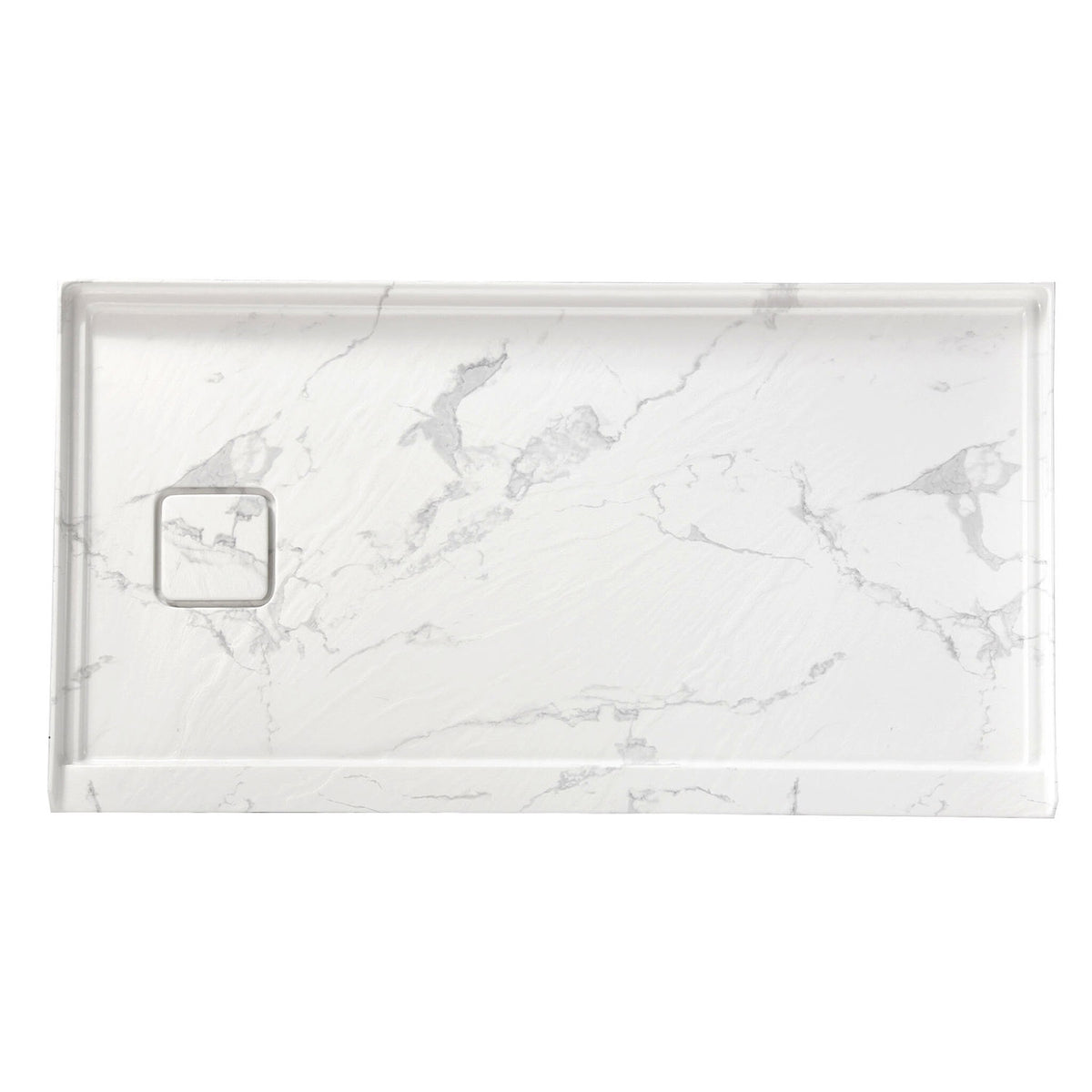 Mokleba 60"x32" Left Drain Shower Pan with Slip Resistant Rock Texture