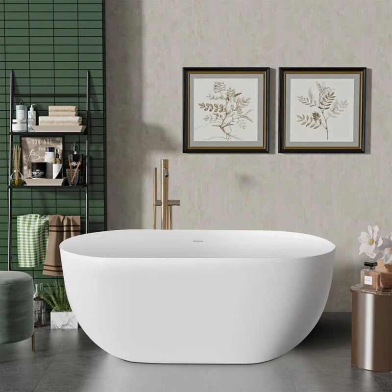 59 Inch Oval Gloss Acrylic Soaking Tub