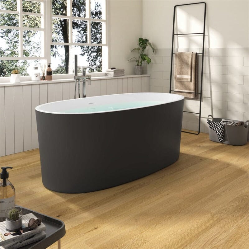 59 inch matte grey mokleba acrylic freestanding bathtub in modern bathroom design
