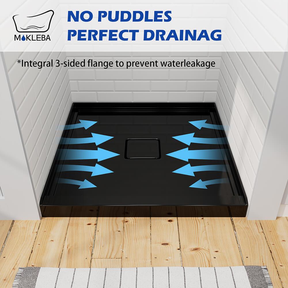 Mokleba 36" x 36" Acrylic Shower Base with Center Drain, Magnetic Drain Cover, Slip-Resistant Square Shower Pan