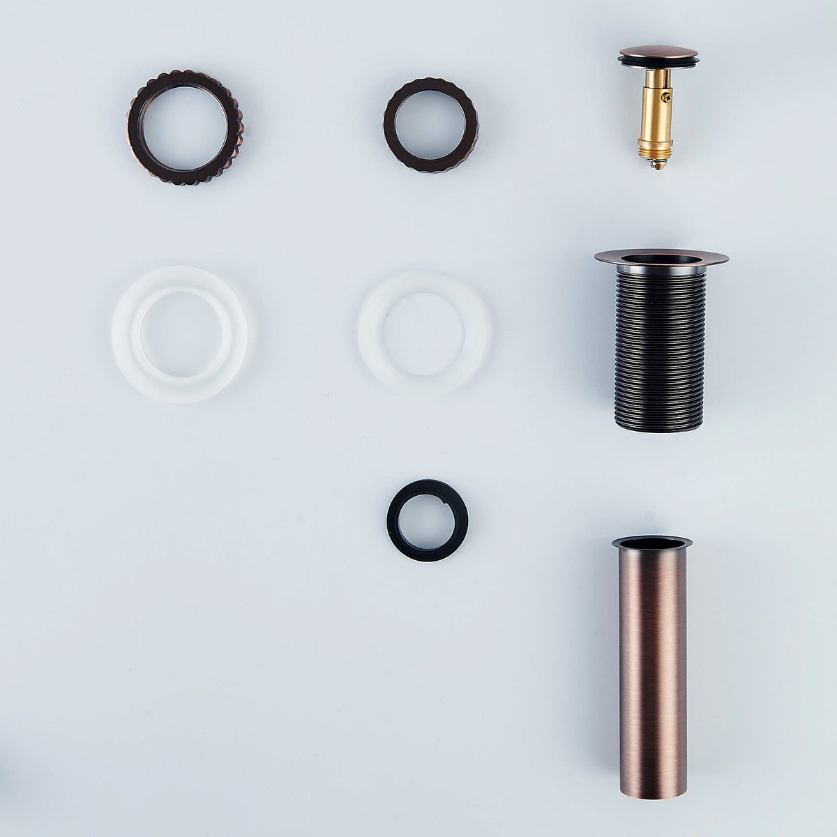 Solid Brass No-Overflow Sink Drain with Hand-Tighten Lock Nut, 5 Finishes