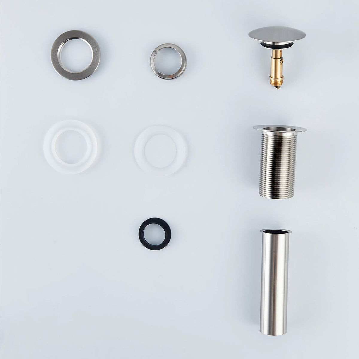 Solid Brass Pop-Up Sink Drain for Vessel Sinks Without Overflow, 5 Finishes