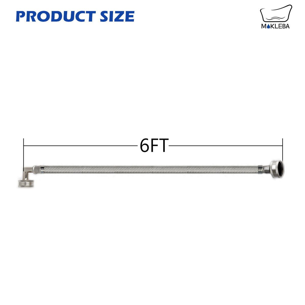 Mokleba Washing Machine Inlet Hose 4FT/6FT, 3/4" Stainless Steel Water Supply Line