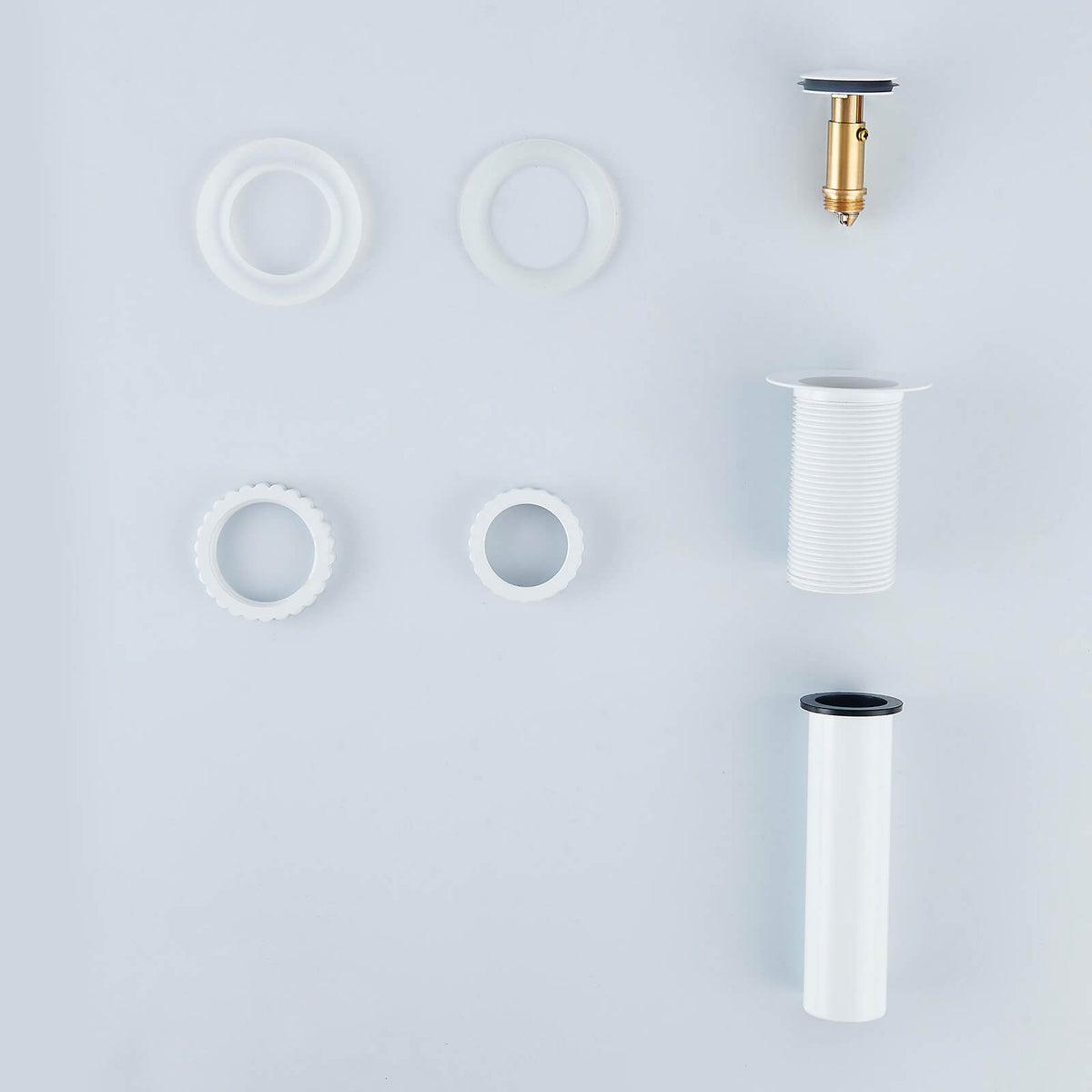 Solid Brass No-Overflow Sink Drain with Hand-Tighten Lock Nut, 5 Finishes