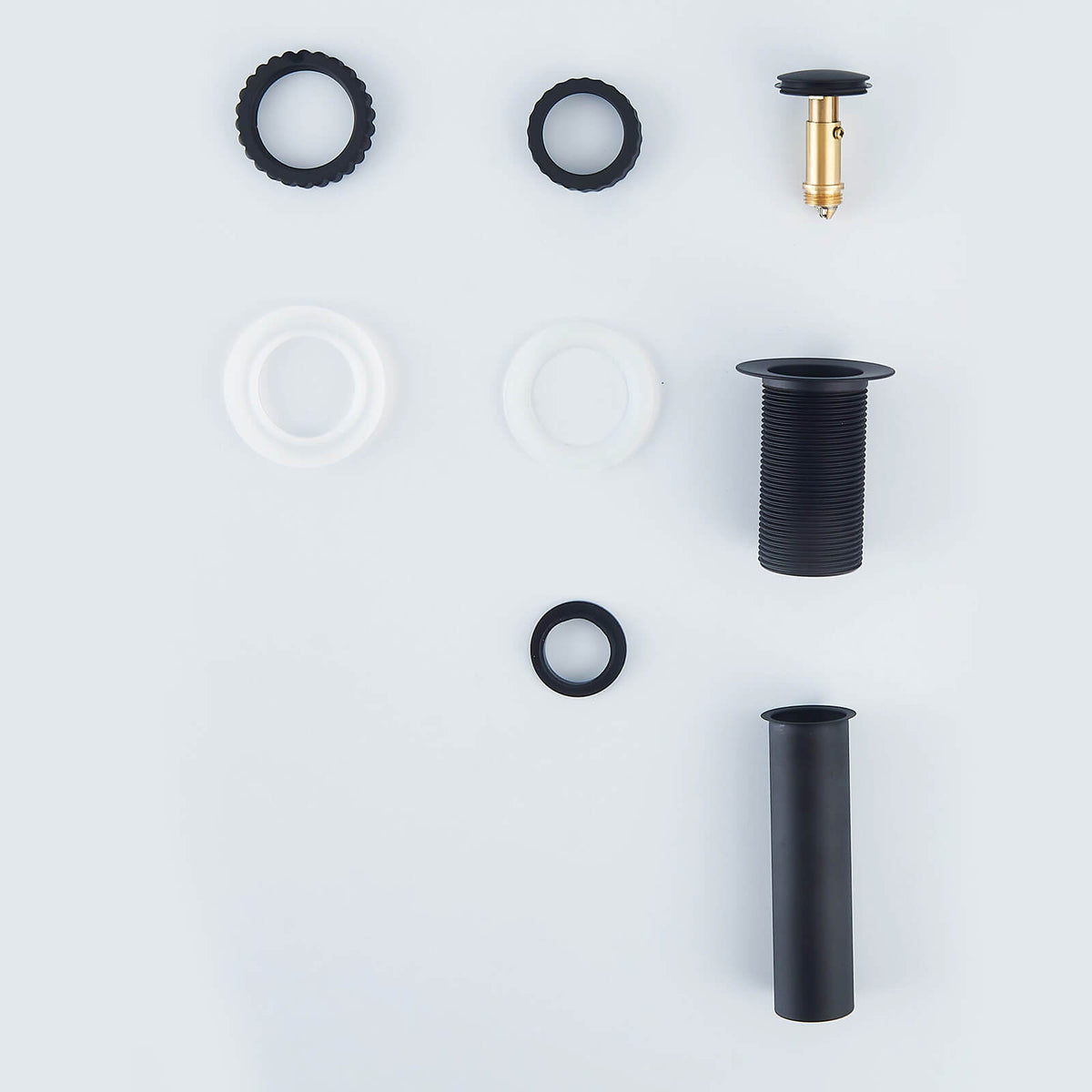 Solid Brass No-Overflow Sink Drain with Hand-Tighten Lock Nut, 5 Finishes