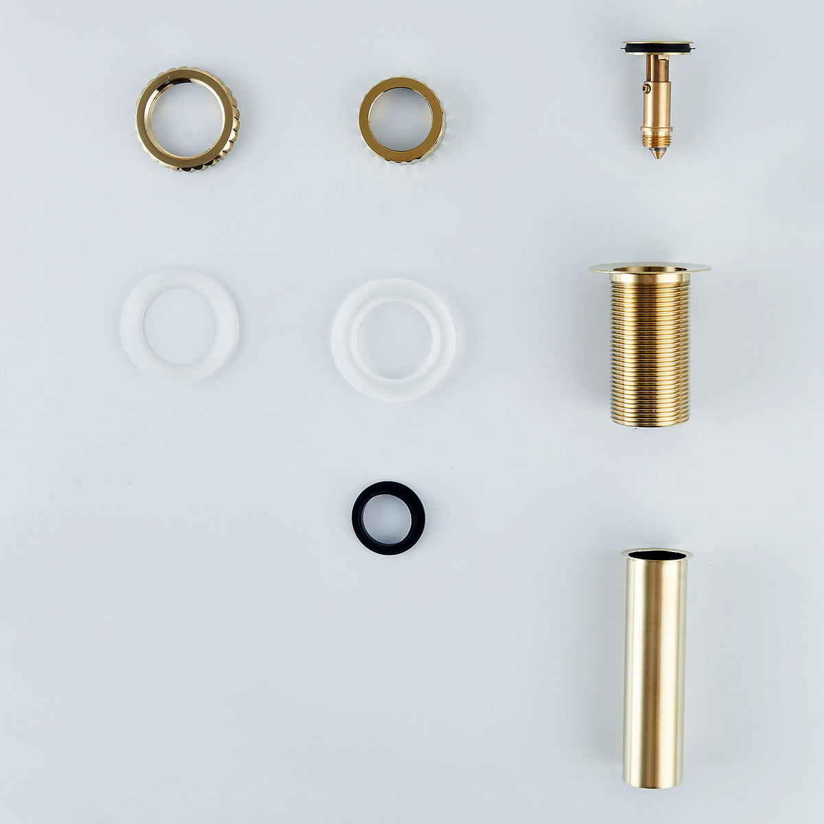 Solid Brass No-Overflow Sink Drain with Hand-Tighten Lock Nut, 5 Finishes