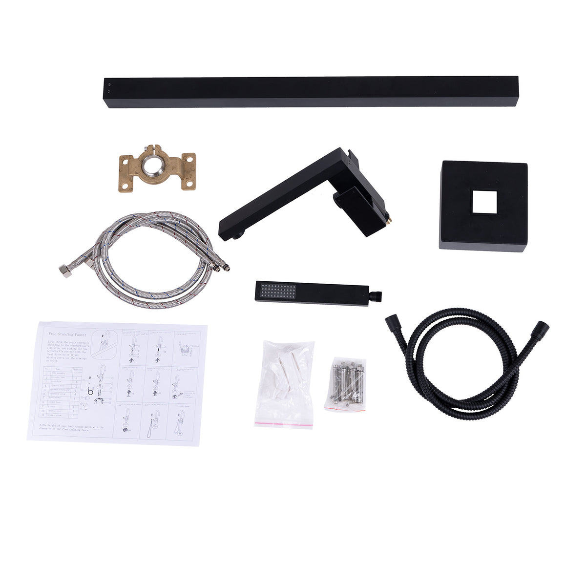 Mokleba Matte Black Freestanding Tub Filler with Hand Shower