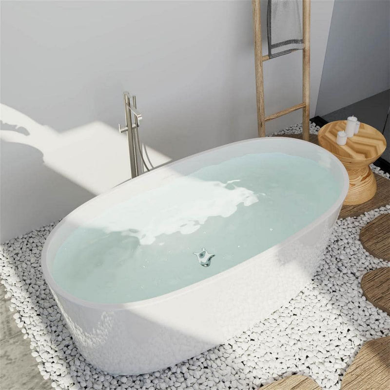 63" Glossy White Acrylic Soaking Bathtub