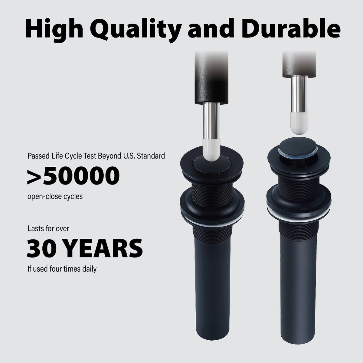 All-Brass No Overflow Bathroom Sink Drain Stopper, 5 Finishes