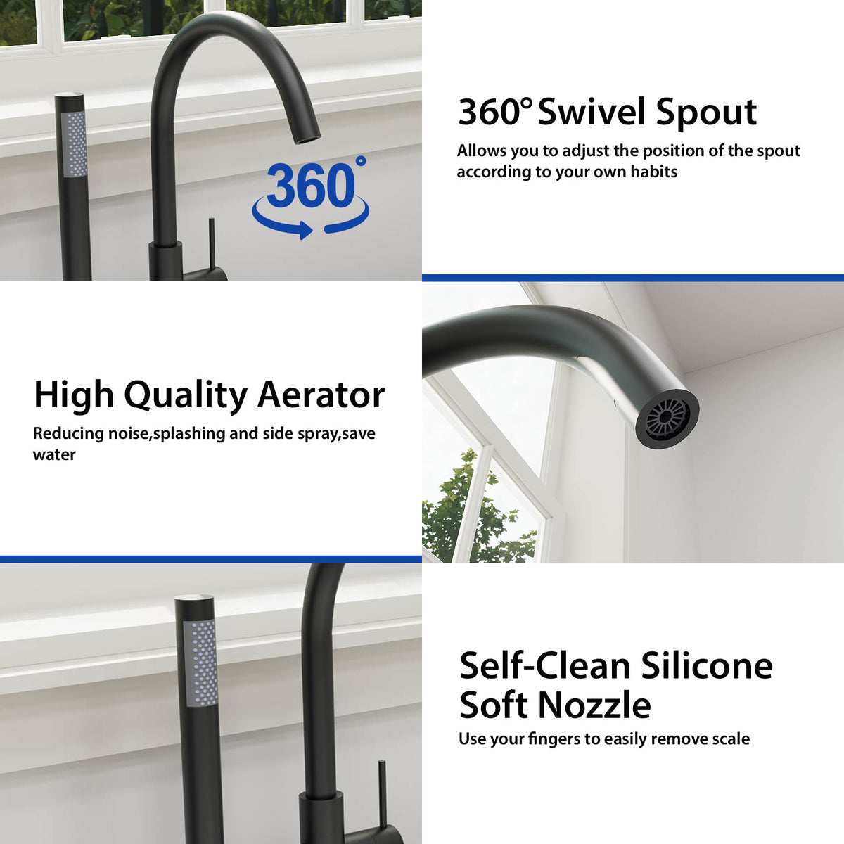 Mokleba Matte Black Freestanding Tub Faucet with Hand Shower