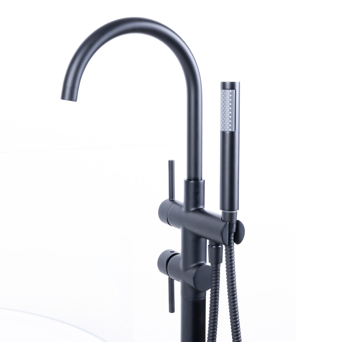 Mokleba Matte Black Freestanding Tub Faucet with Hand Shower