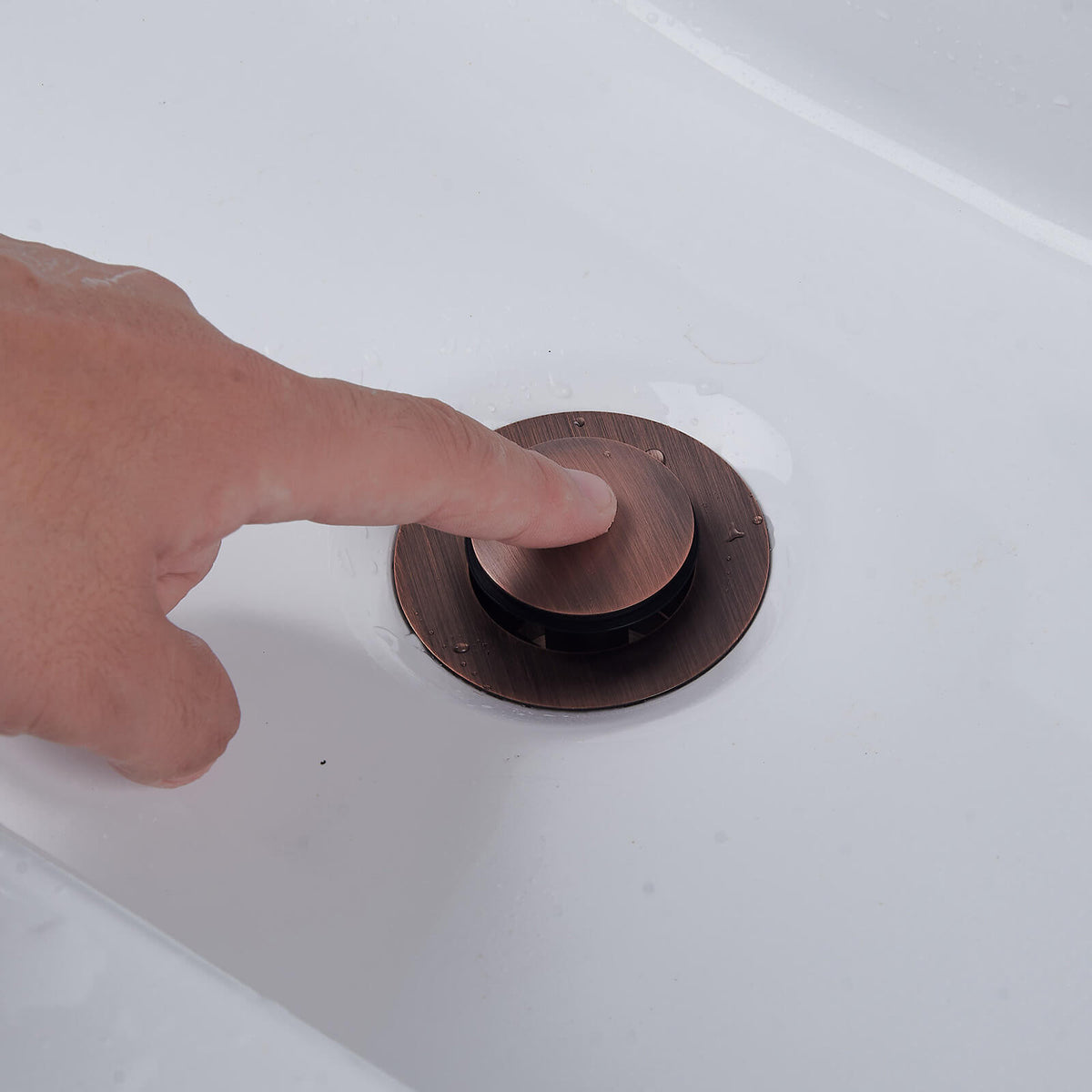 Solid Brass No-Overflow Sink Drain with Hand-Tighten Lock Nut, 5 Finishes