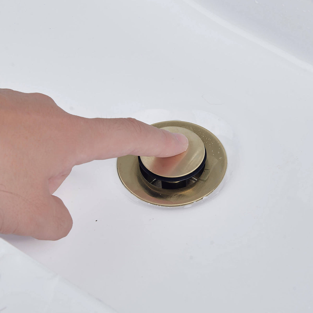 Solid Brass No-Overflow Sink Drain with Hand-Tighten Lock Nut, 5 Finishes