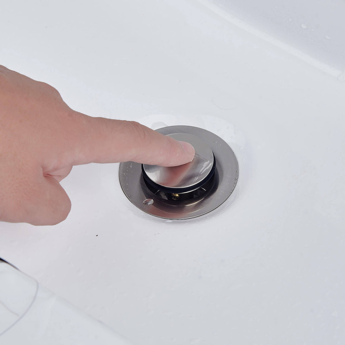 Solid Brass No-Overflow Sink Drain with Hand-Tighten Lock Nut, 5 Finishes