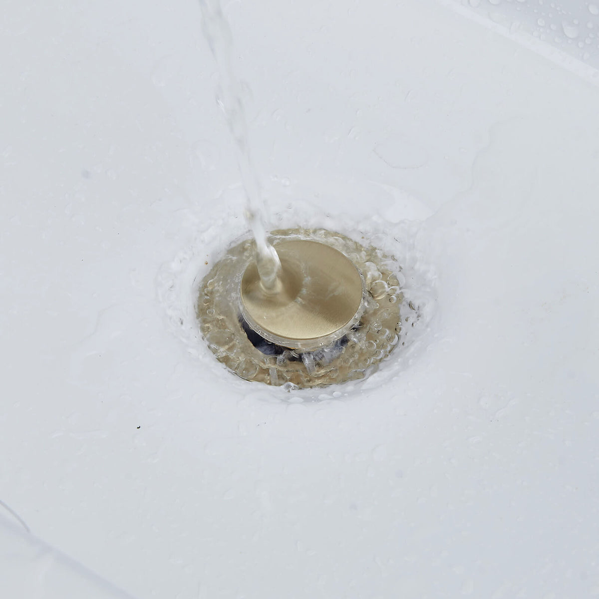 All-Brass No Overflow Bathroom Sink Drain Stopper, 5 Finishes