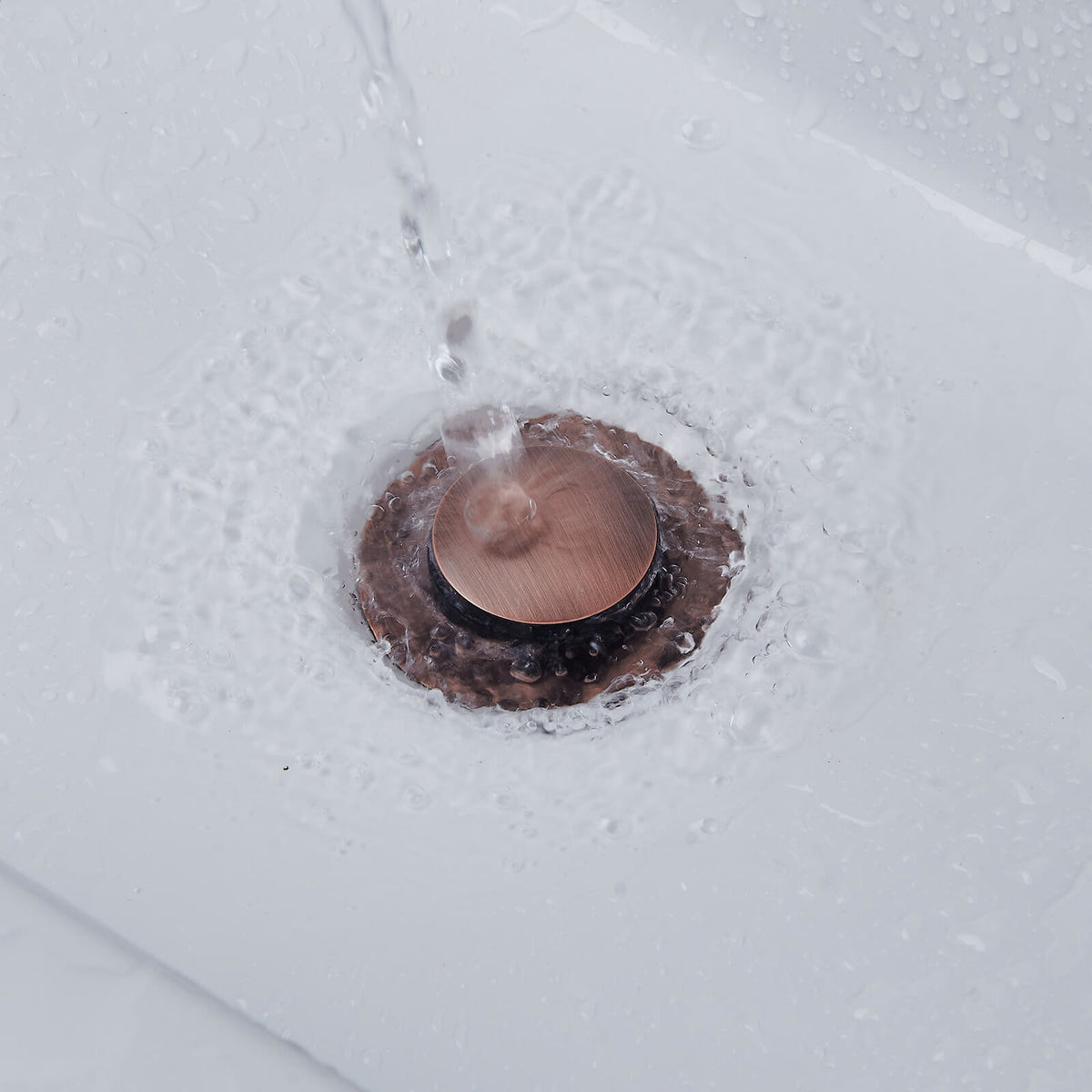 Solid Brass No-Overflow Sink Drain with Hand-Tighten Lock Nut, 5 Finishes