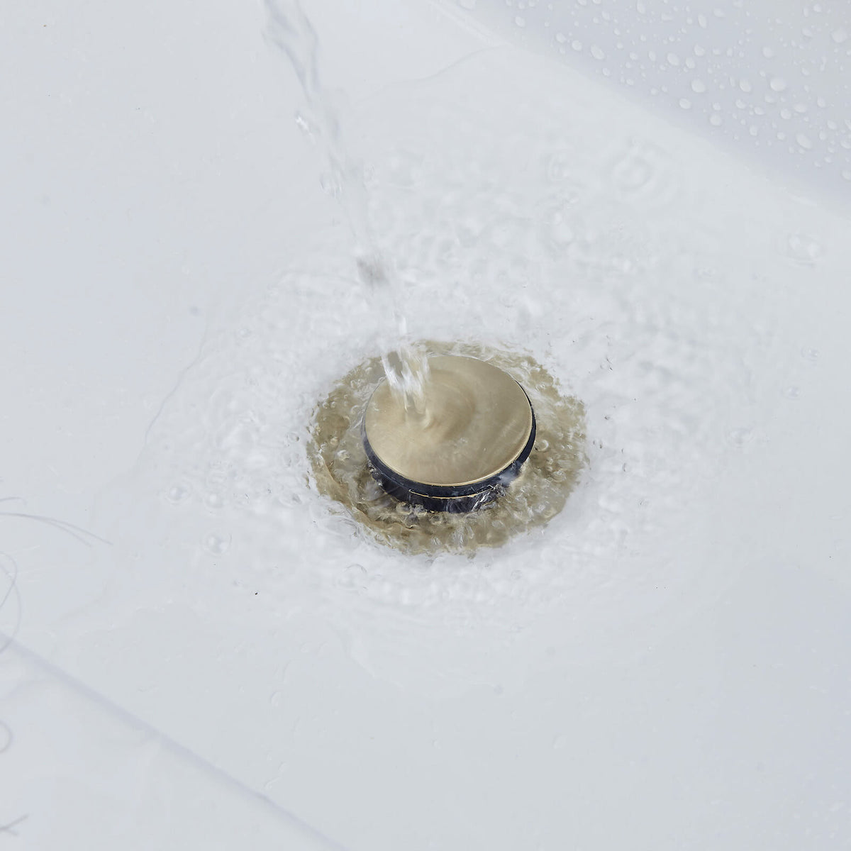 Solid Brass No-Overflow Sink Drain with Hand-Tighten Lock Nut, 5 Finishes
