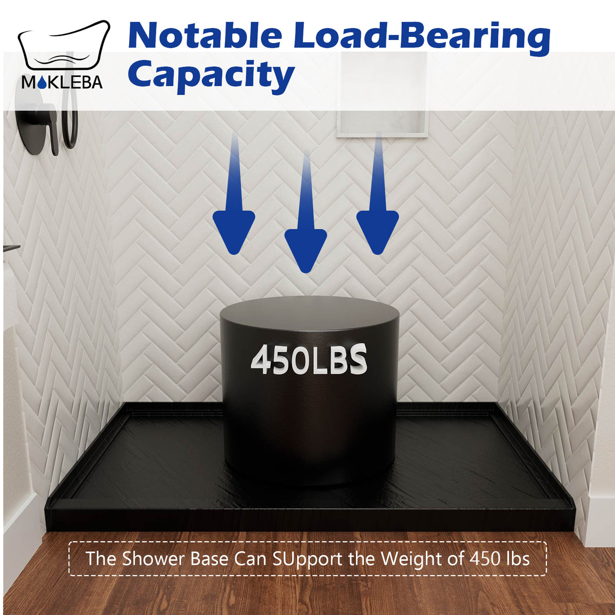 Mokleba 60"x36" Center Drain Square Outlet Shower Pan